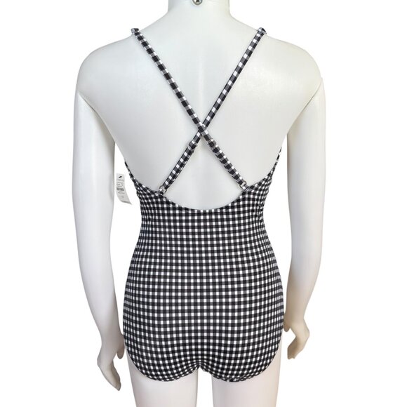 Talbots Miraclesuit black white checkered lightly padded one piece swimsuit 12 - Picture 4 of 12